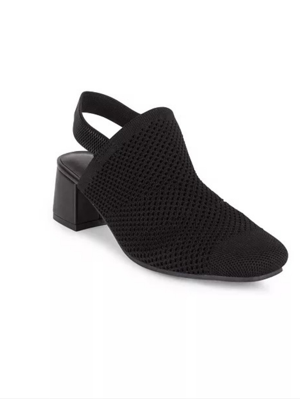 Tahari Acropolis Knit Slip On Mules Black Mesh Block Heel Shoes Women’s Size 8